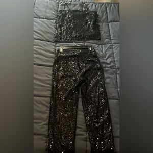 LOFT Black Sequin Set, Size 2 Petite